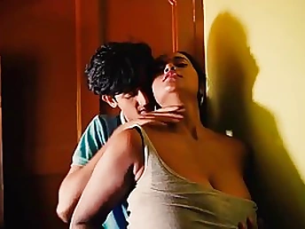 Busty Indian doll is making love with a boy who isn't her counterpart and liking it