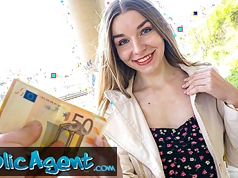 Witness Nice Youthful Ukrainian Belle with Furry Honeypot Get Drilled in Public Agent's Bang-out