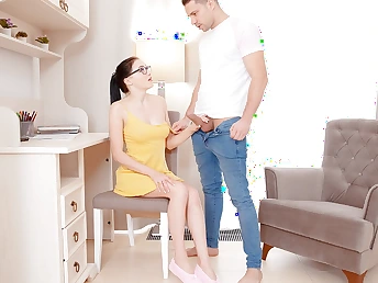 Sexually Excited lad strokes off on dark-haired