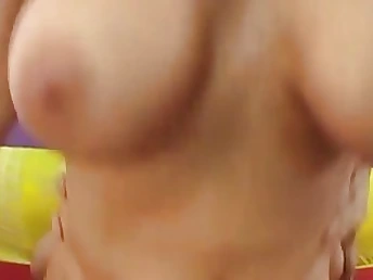 Blonde housewife with immense cupcakes gave a oral job to her man