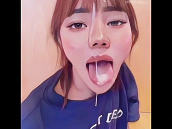 KimmySun0312 gets insatiable and takes a facial popshot in this sensational anime remake