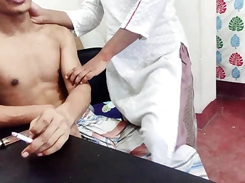 Hot Desi Wifey gets wild nigh her spouse's boss in part 1 of a guestimated copulation threesome
