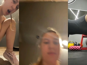 Ukrainian mediocre girl masturbates nigh someone's skin gym & squirts like a spunk