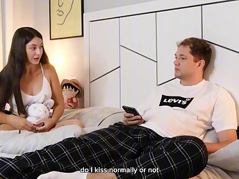 MyHornyKitty and her stepbro plot a chaise longue reach an agreement a super-hot flow in their taut cootchie!