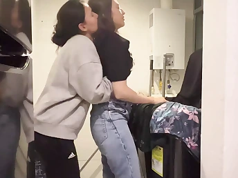 My stepsister's big boobs get a vicious workout in the laundry district